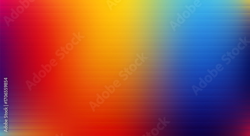 Warm to cool gradient with a horizontal line texture, abstract red, yellow, and blue blurred background, for technology, web design, banner.
