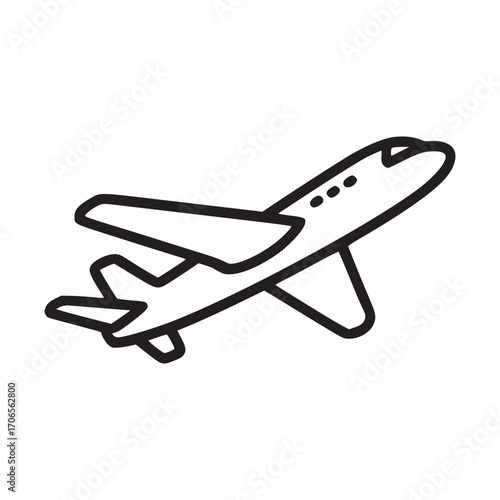 Vector art of airplane icon minimalist vector illustration of a plane in flight, suitable for travel, transportation, or aviationrelated designs with a clean and modern aesthetic