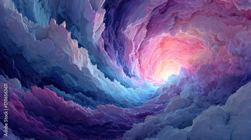 Ethereal Swirl - Abstract Cloudscape with Dreamy Purple, Blue, and Pink Hues.