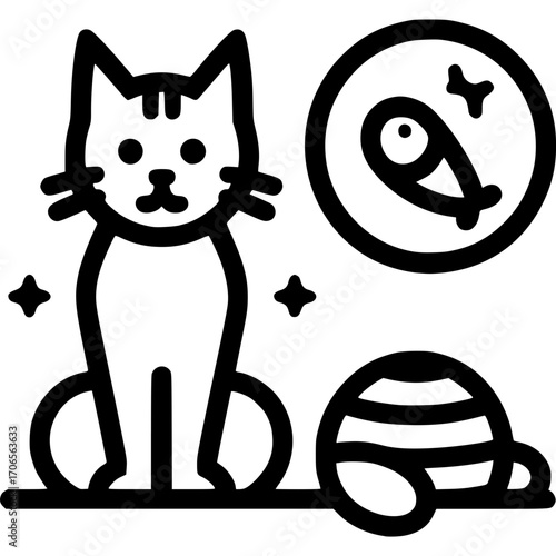 Cat Outline Vector Icon - 5