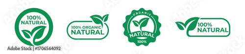 Natural organic bio icon set collection with eco friendly symbols green leaf healthy food farming agriculture sustainability