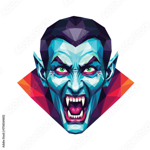 Geometric Vampire Face Low Poly Halloween Illustration