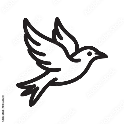 Illustration of a dove flying, the dove is a symbol of peace, love, and hope it is often used in religious contexts, as well as in secular settings