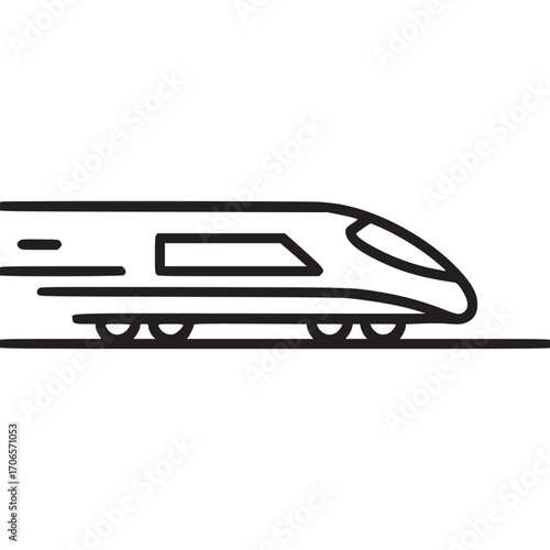 Vector art of minimalist line art illustration of a highspeed train the design features clean, simple lines to depict a modern bullet train, perfect for transportation and technology themes