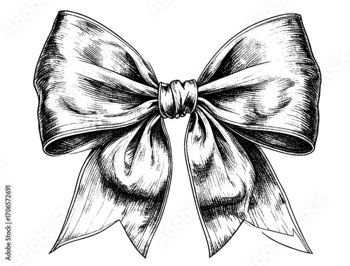 Victorian Silk Ribbon Bow – Engraving Style