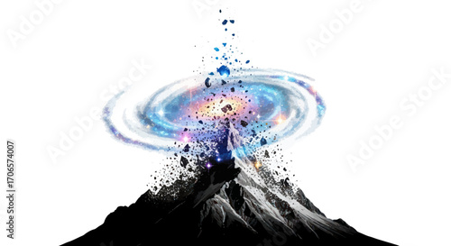 Cosmic Mountain Peak: An Ethereal Landscape of Celestial Wonder and Terrestrial Grandeur