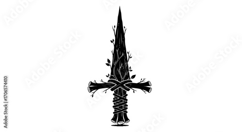 Enchanted arbor dagger, a fusion of metal and bark evoking mystical forest weaponry