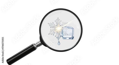 Magnifying the essence of winter: a closer look at snowflakes and ice cubes art