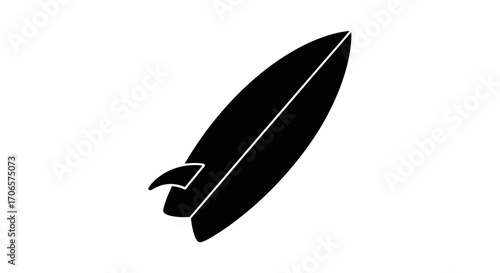 Minimalist surfboard silhouette embodies summer, sport, and the thrill of riding waves gracefully