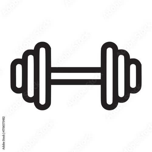 Vector art of line art illustration of a dumbbell, symbolizing fitness, strength training, and exercise, perfect for gym promotions, health blogs, and sportsrelated content