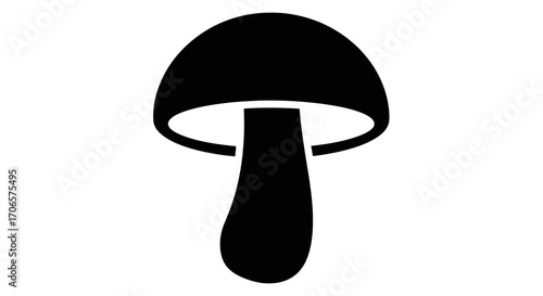 Sleek mushroom silhouette, minimalist graphic design perfect for print or web decoration element