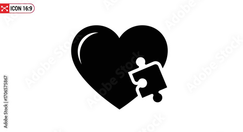 Symbolic representation of love, relationships, and the missing piece concept in monochrome