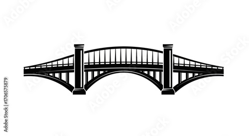 Symmetrical bridge artwork with intricate details and a minimalist design scheme