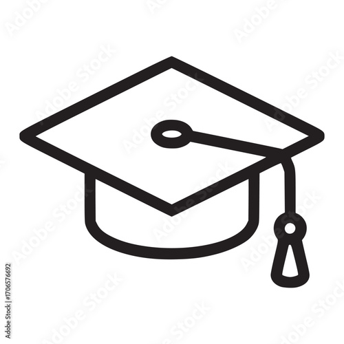 Vector art of graduation cap icon this minimalist vector illustration depicts a simple graduation cap, perfect for academic, educational, or celebratory designs, offering a clean and modern representa