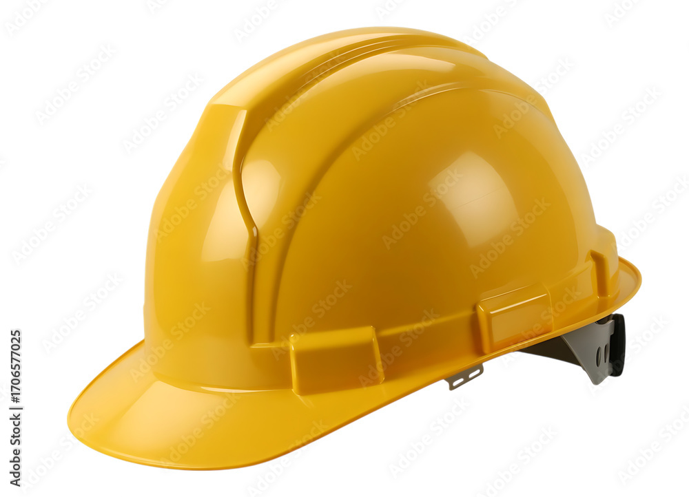 Fototapeta premium Yellow Construction Hard Hat safety helmet protective gear isolated on a transparent background