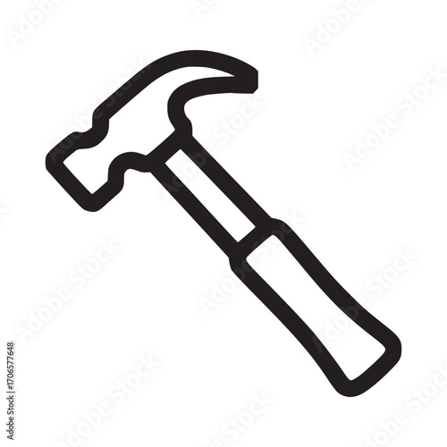 Vector art of a minimalist line art illustration of a hammer, this simple yet effective design captures the essence of a classic tool, perfect for conveying concepts of construction, repair, and diy p