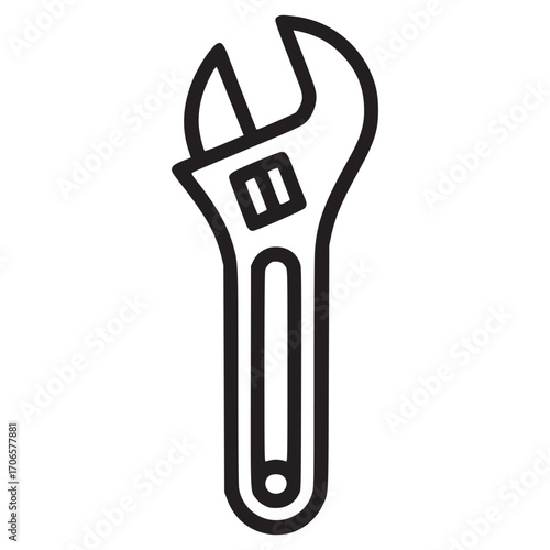 Illustration of an adjustable wrench this simple, minimalist design is perfect for representing tools, repair, construction, or any mechanical concept in a clean and modern way