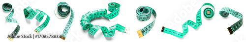 Set of measuring tape on wh...