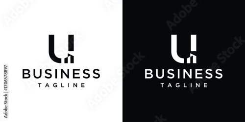 Illustration of a U letter sign and building logo vector template