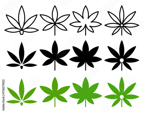 Weed icon glyph and line style pack