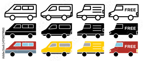 Van icon glyph and line style pack