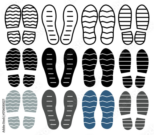 Shoe print icon glyph and line style pack