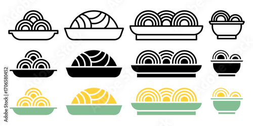 Pasta icon glyph and line style pack