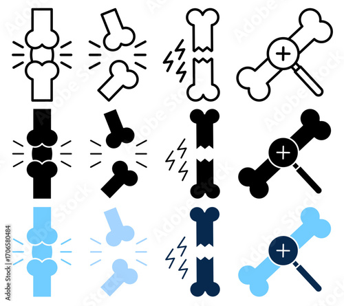 Osteoporosis icon glyph and line style pack