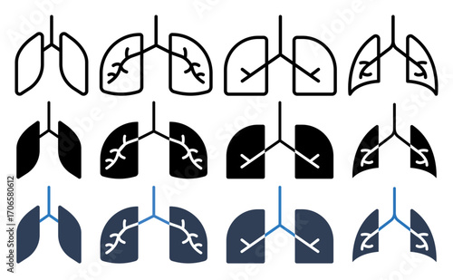 Lung icon glyph and line style pack