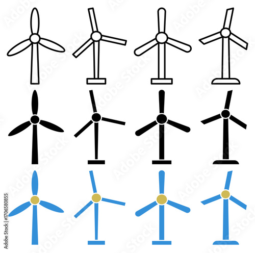 Eolic energy icon glyph and line style pack