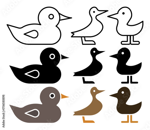Duck icon glyph and line style pack