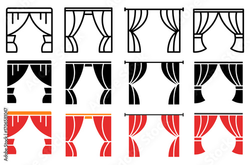 Curtains icon glyph and line style pack