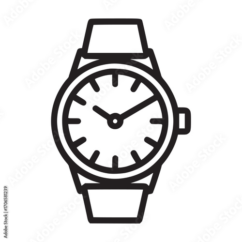 Vector art of elegant wristwatch, a timeless accessory that combines functionality with style, perfect for keeping track of time and adding a touch of sophistication to any outfit