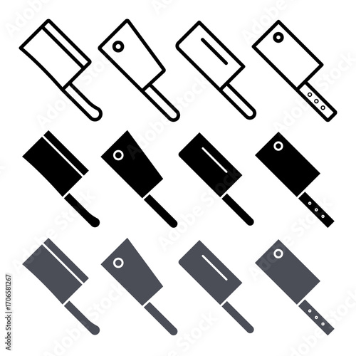 Chopper knife icon glyph and line style pack