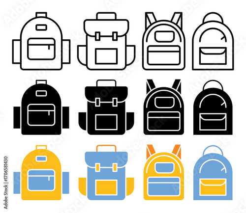Backpack icon glyph and line style pack