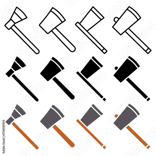 Axe icon glyph and line style pack