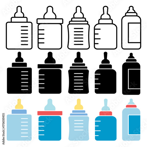 Baby milk bottle icon glyph and line style pack