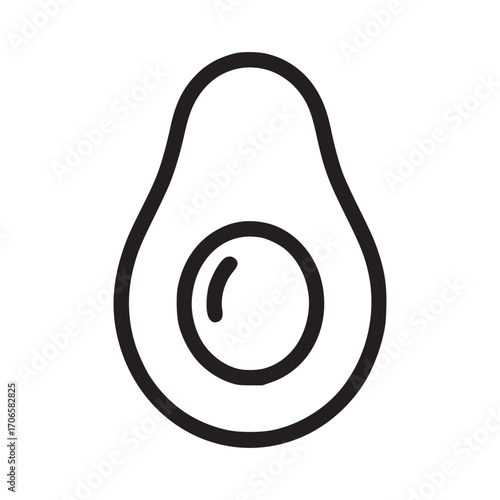 Vector art of simple avocado illustration this minimalist design features a clean outline of a halved avocado with its pit, perfect for food, health, or vegetarianrelated themes