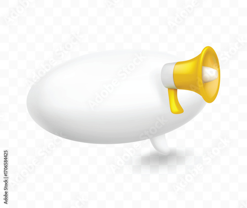 3d megaphone speaker chat design vector transparent background