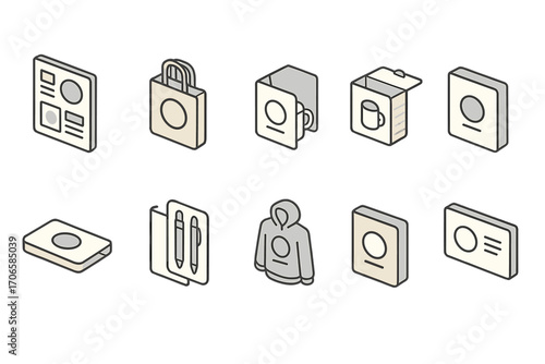 Shopping and packaging icon set. retail, merchandise, line icons collection