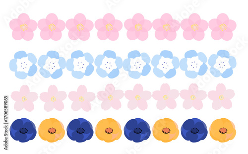 春の花の罫線イラストセット