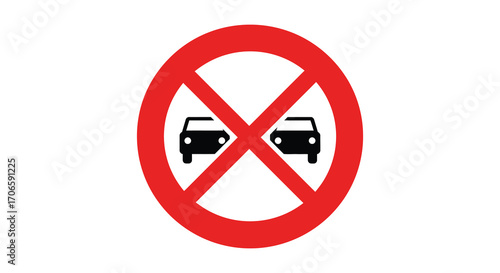 no vehicles allowed sign with cars crossed out in red circle