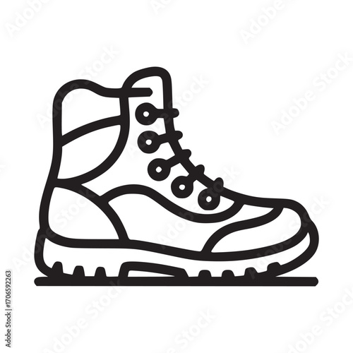 Illustration of a hiking boot the boot is drawn in a simple, minimalist style, with clean lines and a focus on the essential features of the footwear the design is modern and versatile