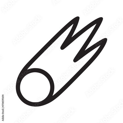 Illustration of a shooting star the simple black line drawing depicts a celestial event, perfect for astronomy enthusiasts, educational materials, or minimalist design projects