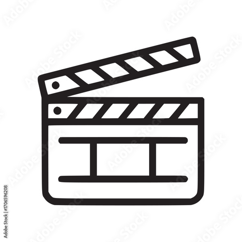 Illustration of a clapperboard, representing filmmaking, movie production, and the entertainment industry, used to synchronize audio and video during film shoots and scene recordings