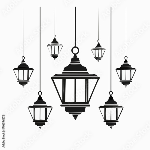 Minimal Pendant Lantern Vector Collection