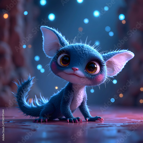 Charming Baby Dragon in Dreamlike Atmosphere