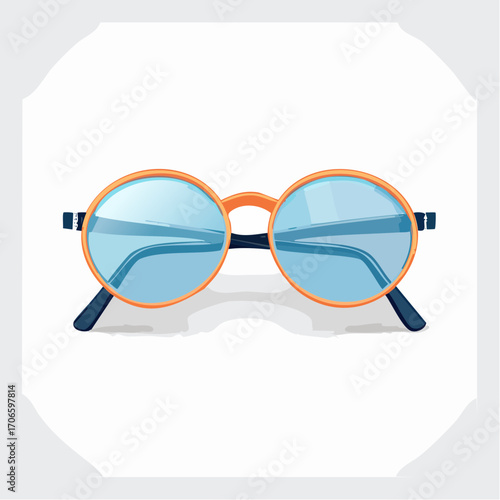 Schlichte Vektorillustration einer Brille mit runden Gläsern,