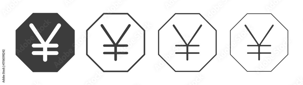 Obraz premium Yen vector icon set in black and white color.