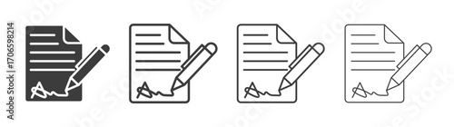 signature file vector icon set in black and white color.